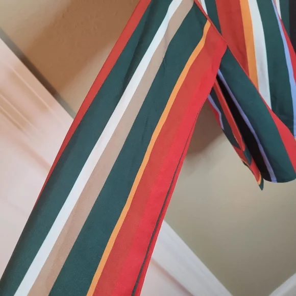Muriell's Closet blue, red, green, gold, and white striped blouse. Size … - Picture 7 of 12